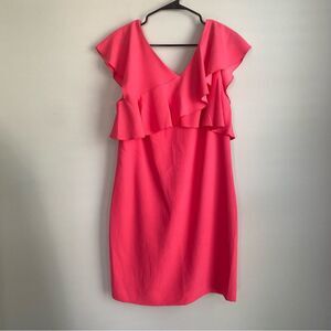Trina Turk Cameron V Neck Ruffle Cocktail Dress Size 10 NWT